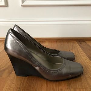 Me Too silver wedge heels